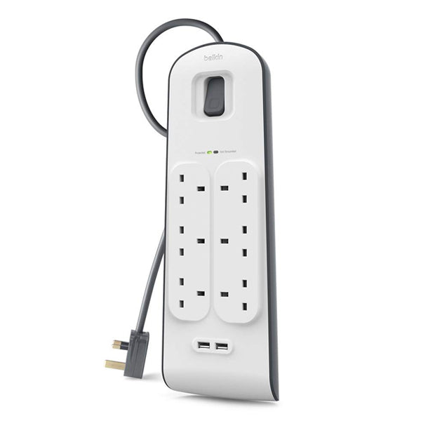 Belkin Surge Protection Strip - 2 M With 2 x 2.4A USB Charging Power Extension Belkin Surge Protection Strip - 2 M With 2 x 2.4A USB Charging Power Extension